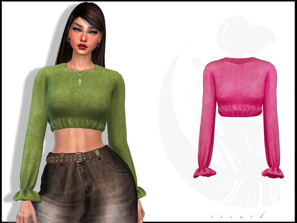 Sims 4 — Ruffled Cuff Knit Crop by _ironik_ — -5 Colors