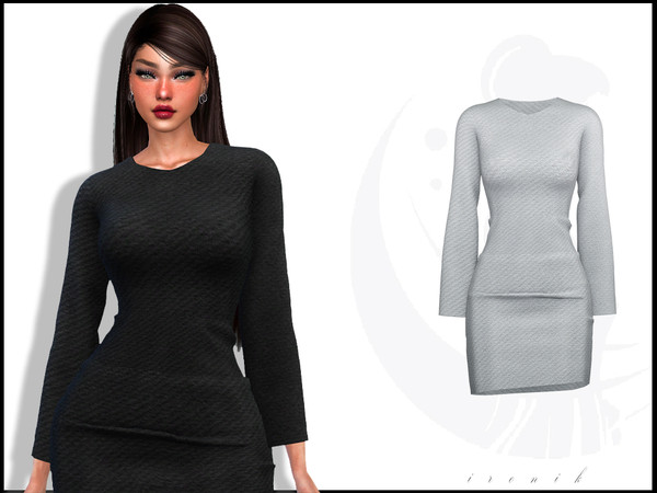 Sims 4 — Long Sleeve Mini Dress by _ironik_ — -5 Colors
