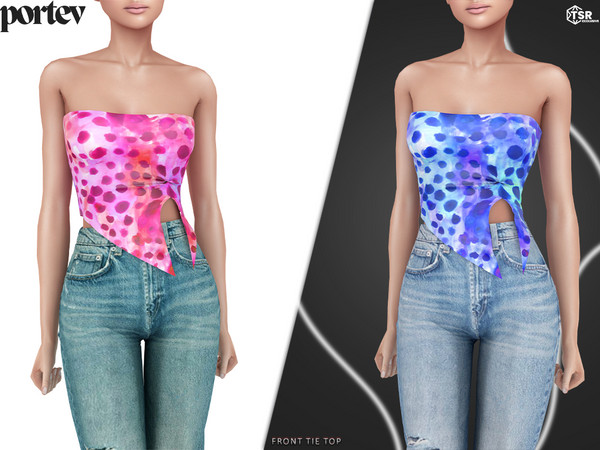 Sims 4 — Front tie top by portev — new Mesh 7 colors