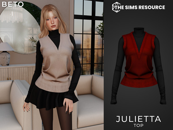 Sims 4 — Julietta (Top) by Beto_ae0 — Old money outfit, super aesthetic and perfect for fall