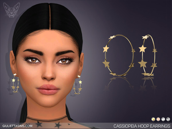 Sims 4 — Cassiopeia Star Hoop Earrings by feyona — Cassiopeia Star Hoop Earrings come with 4 swatches.