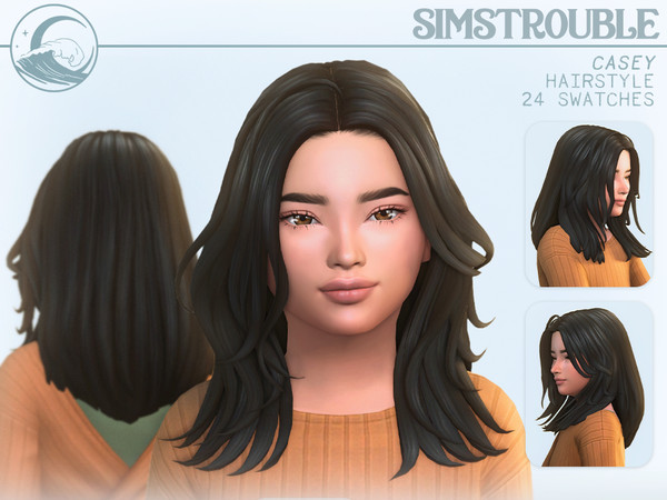 Sims 4 — Casey Hairstyle - Child Version by simstrouble — Medium-length layered hairstyle for both frames. Base Game