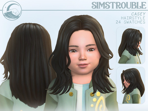 Sims 4 — Casey Hairstyle - Toddler Version by simstrouble — Medium-length layered hairstyle for both frames. Base Game