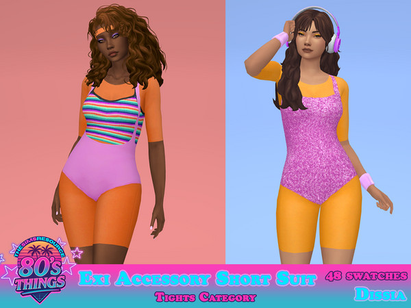 Sims 4 — Exi Accessory Short Suit by Dissia — Transparent sporty mid sleeves short suit
