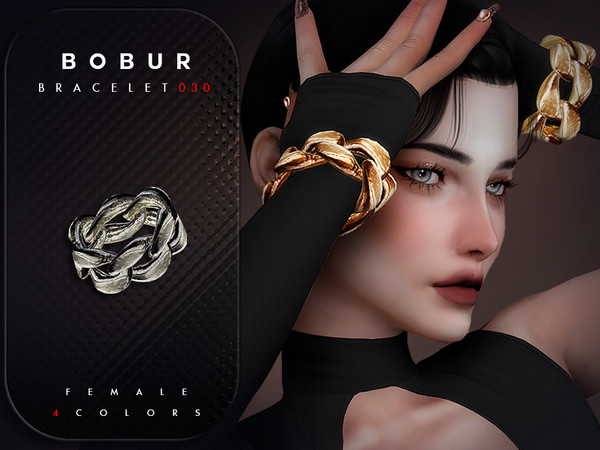 Sims 4 — Bobur Bracelet 30 R.package by Bobur2 — Chain bracelets in the form of a massive chain for female