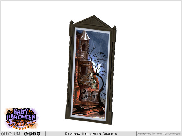 Sims 4 — Ravenna Big Painting Frame by Onyxium — Onyxium@TSR Design Workshop Halloween Collection - Belong To The 2025