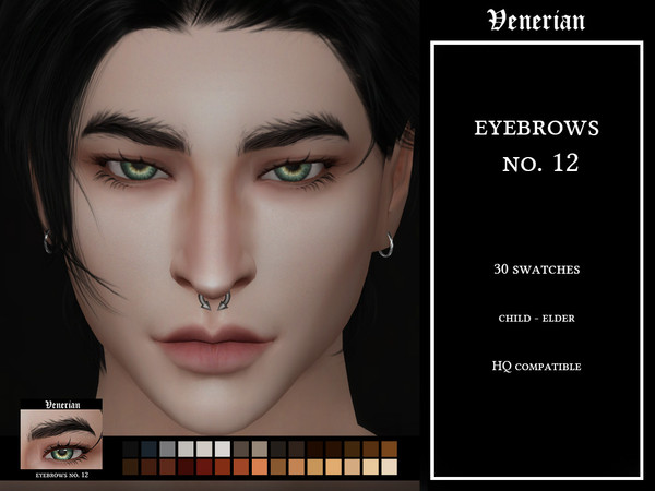 Sims 4 — Eyebrows no. 12 by Venerian by Venerian — 30 swatches Child to Elder No gender or frame restrictions HQ