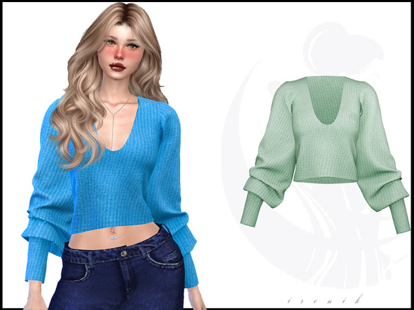 Sims 4 — Flowy Sleeve Blouse by _ironik_ — -5 Colors