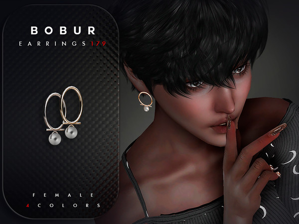 Sims 4 — Hoop earrings with pearls by Bobur2 — Please, before writing where I can download this hair, please take a look