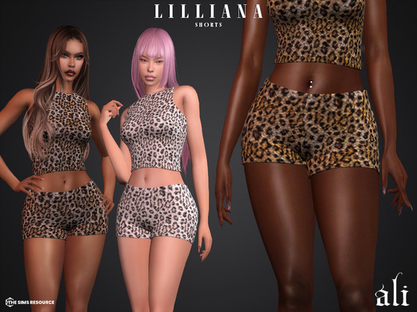 Sims 4 — LILLIANA shorts by ali1 — Leapard Print Mini Shorts