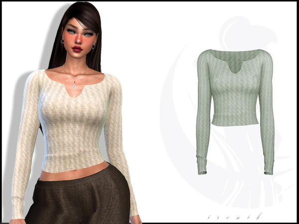 Sims 4 — U-cut neckline top by _ironik_ — -5 Colors