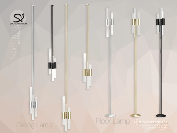 Sims 4 — Nocturne En Velvet - Floor Lamp by SIMcredible! — Bringing a luxurious romantic new bedroom for your sims. With