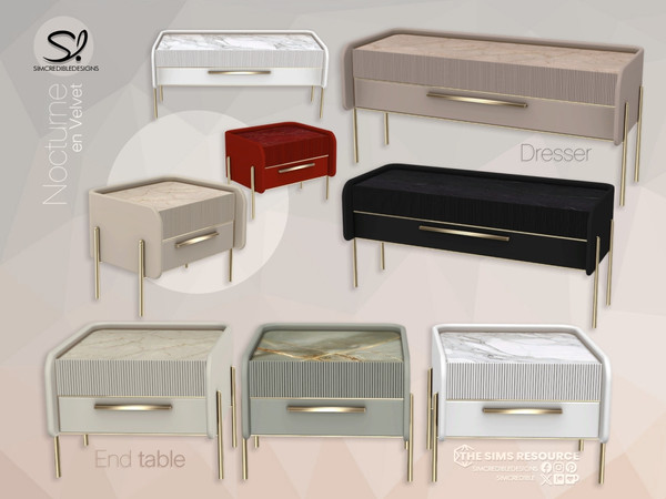 Sims 4 — Nocturne en Velvet - Dresser by SIMcredible! — Bringing a luxurious romantic new bedroom for your sims. With the