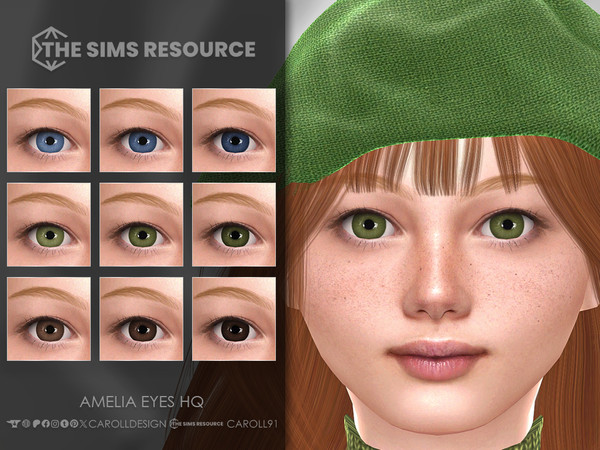 Sims 4 — Amelia Eyes HQ by Caroll912 — A 9-swatch face paint set of eyes in different shades of blue, green, and brown.