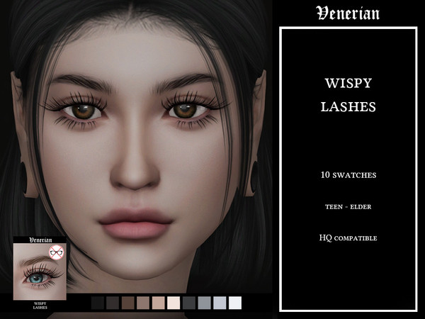 Sims 4 — Wispy Lashes by Venerian by Venerian — 10 swatches Teen to Elder Feminine fashion choice No gender or frame