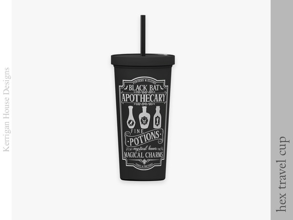 Sims 4 — Hex Travel Cup by kerriganhouse — A witchy teaset for the Halloween season or the gothic household.