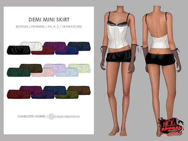 Sims 4 — Demi Mini Skirt by Charlotte_Morris — 18 swatches