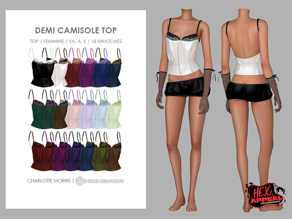 Sims 4 — Demi Camisole Top by Charlotte_Morris — 18 swatches