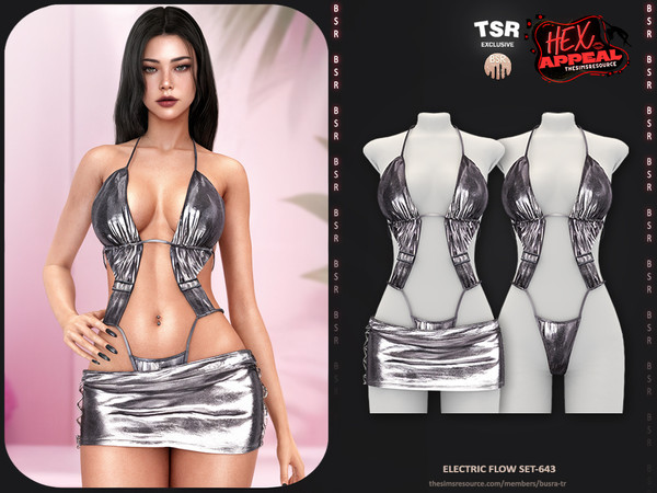 Sims 4 — Electric Flow Set-643 - Bodysuit+Skirt BD1635 +HQ.package by busra-tr — - Set Inclued : Bodysuit - Skirt - 10