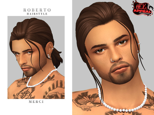 Sims 4 — Roberto Hairstyle by -Merci- — New Maxis Match Hairstyle for Sims4. -24 EA Colours.