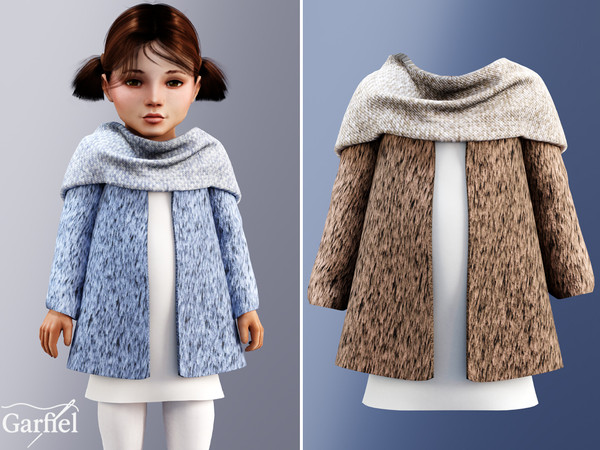 Sims 4 — Toddler - Wool coat with matching scarf accent by Garfiel — A charming toddler wool coat paired with a cozy