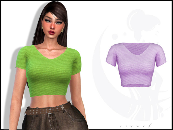 Sims 4 — Scoop Neck Crop Top by _ironik_ — -5 Colors
