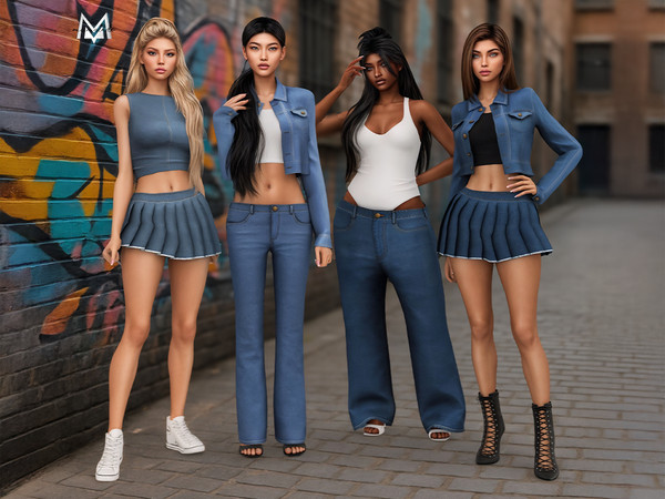 Sims 4 — [PATREON] Milkshake Collection by Mermalade — Denim Crop Shell Tank Top