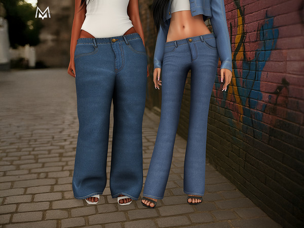 Sims 4 — MERMALADE Low Slung Extra Baggy Jeans.package by Mermalade — Denim Crop Shell Tank Top