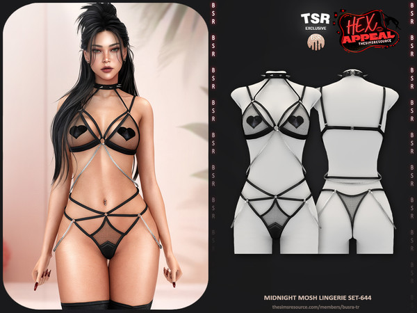 Sims 4 — Midnight Mosh Lingerie Set-644 - Pantie BD1636.package by busra-tr — - Set Inclued : Bra - Pantie - 10 Swatches