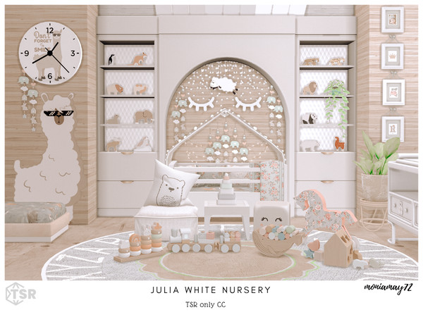 Sims 4 — Julia White Nursery by Moniamay72 — A beautiful modern cozy kids room and nursery in light brown colors.