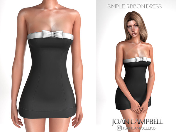 Sims 4 — SIMPLE RIBBON DRESS by Joan_Campbell_Beauty_ — 5 swatches Custom thumbnail Original mesh
