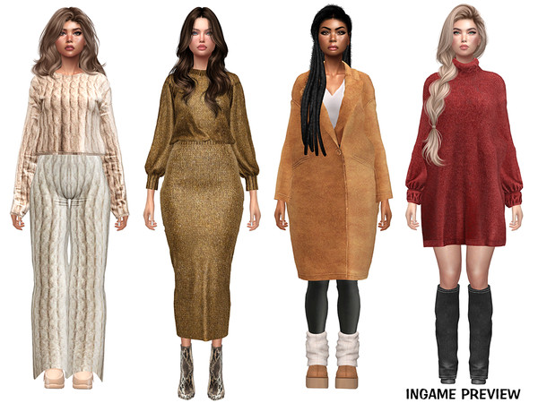 Sims 4 — DAPHS - FALL 2025 - Clothes SET515 - Knit Sweater C1668 - TSR.package by Daph's — Compatible with HQ mod