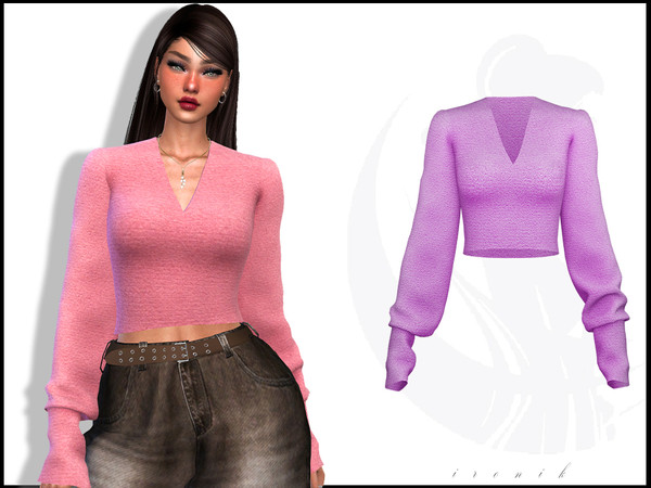 Sims 4 — V neck sweater by _ironik_ — -5 Colors