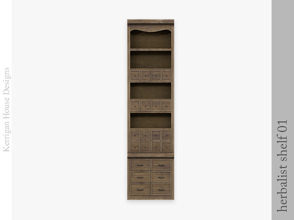 Sims 4 — Herbalist Shelf 01 by kerriganhouse — A small decor set for an apothecary or witchy house.
