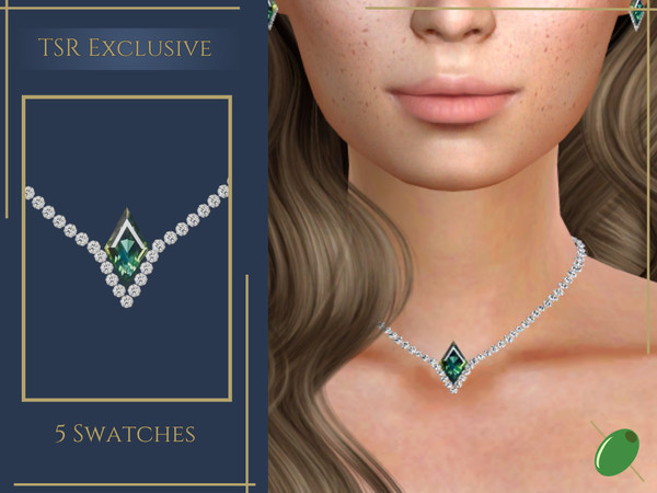 Sims 4 — Clarity Gemstone Necklace by Pitted0live — Unique lozenge cut gemstone pendant on a chain of brilliant cut