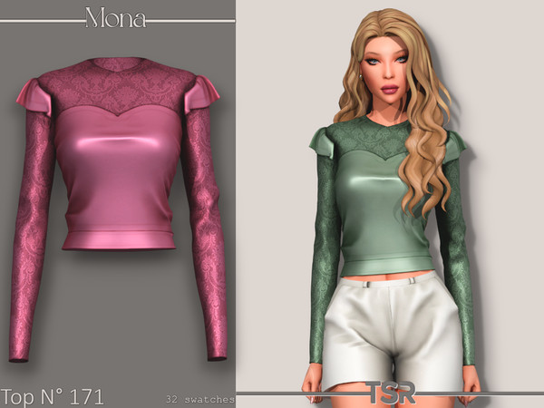 Sims 4 — Silk t-shirt with volant by Mona — -New mesh-