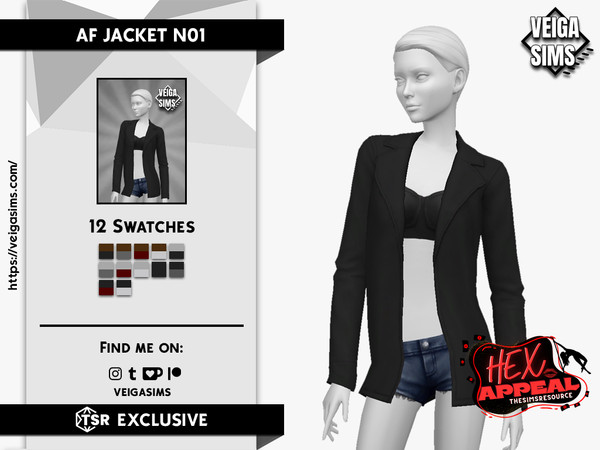 Sims 4 — Hex Appeal - AF JACKET N01 by David_Mtv2 — 12 swatches;
