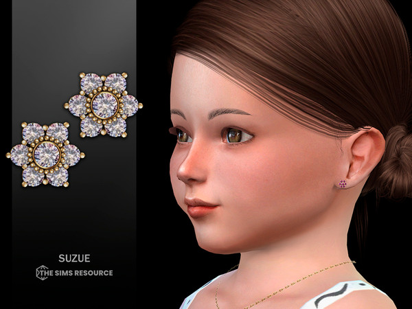 Sims 4 — Essence Earrings Toddler by Suzue — New Mesh (Suzue)