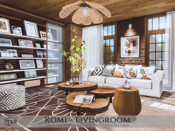 Sims 4 — Romi - Livingroom by Rirann — Romi is a cozy autumn livingroom in brown and white colors