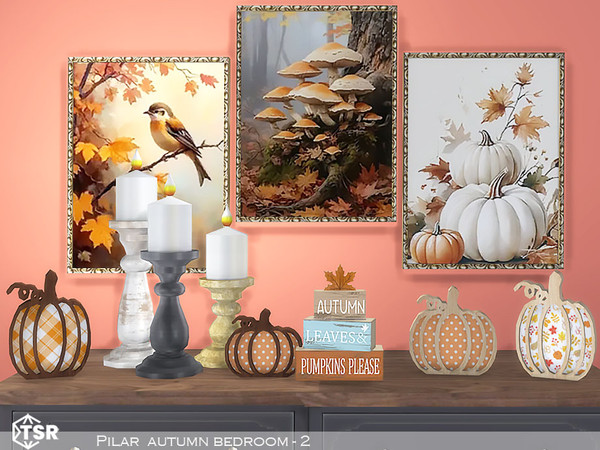 Sims 4 — Autumn Bedroom-2 by Pilar — Decorative items and lamps for an autumn bedroom