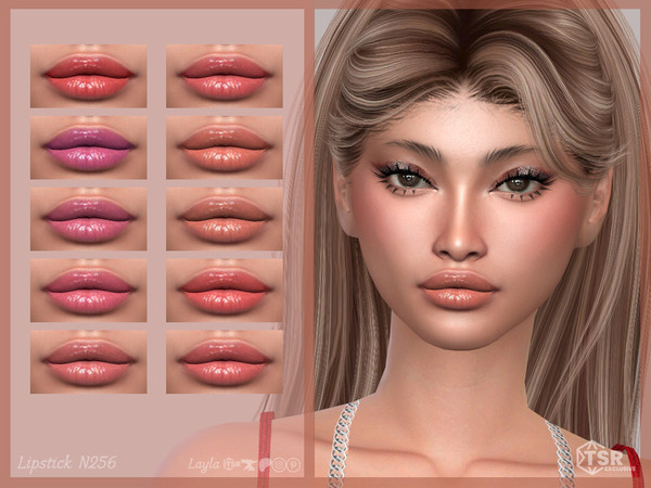 Sims 4 — Glossy Lipstick (Lipstick N256) by Layla — Female Glossy Lipstick Previews were made using HQ Mod