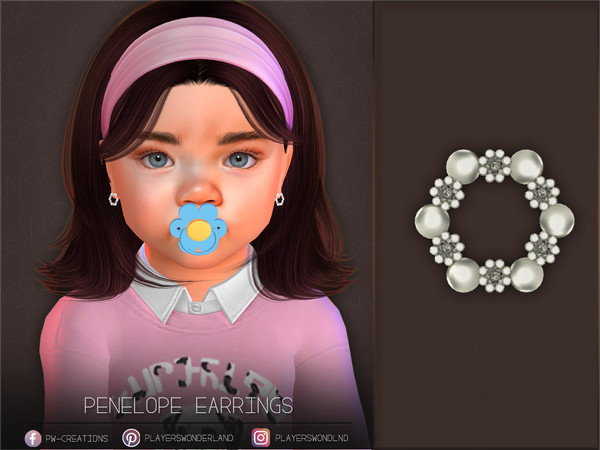 Sims 4 — Penelope Earrings Toddler by PlayersWonderland — Toddler version of my Penelope Earrings. - 5 Swatches
