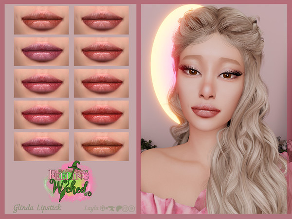 Sims 4 — Glinda Lipstick by Layla — Female Glossy Lipstick Previews were made using HQ Mod