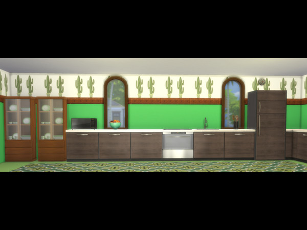 Sims 4 — Cactus wall collection by CarineKitana — A wall with cacti? No. This is a cactus panel wall.