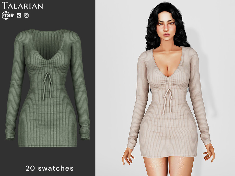 The Sims Resource | Beatrice Ribbed Long Sleeve Dress The Sims Resource | Beatrice Ribbed Long Sleeve Dress