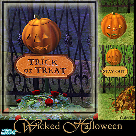 Sims 2 — Wicked Halloween - Halloween Sign Trick or Treat by Cashcraft — A collection of Halloween jack-o-lanterns--a