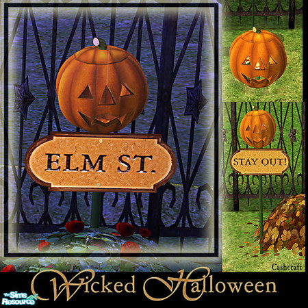 Sims 2 — Wicked Halloween - Halloween Sign Elm by Cashcraft — A collection of Halloween jack-o-lanterns--a large