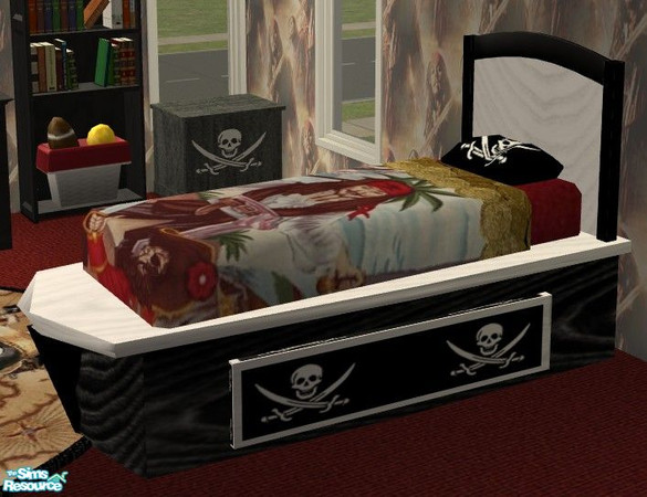 Sims 2 — Pirates Bedroom - Bed by Riverwillows — A terrific kids room with full pirate theme! By Riverwillows.