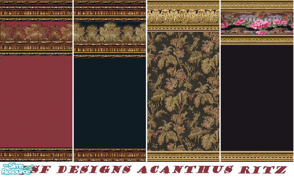 Sims 2 — jsf Designs Ritz Acanthus by jsf — Four walls dressed up for Autumn in elaborate mouldings for your Posh Sims\'