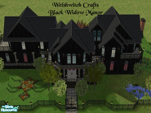 Sims 2 — Black Widow Manor by WelshWitch — A dark manor for the Queen of Darkness, the Black Widow, this one accquired